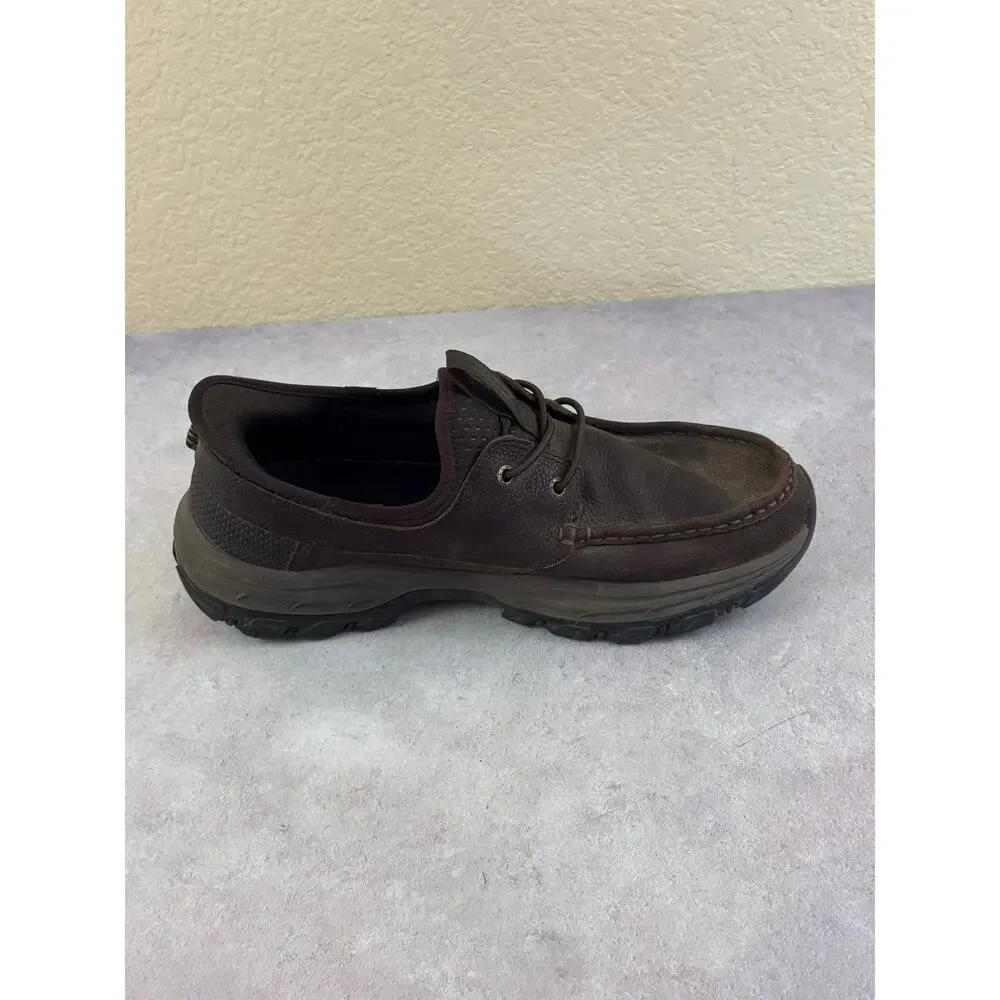Skechers Slip-ins Relaxed Fit Knowlson Brown Leather Shoes 205188 Men 9.5 X-Wide